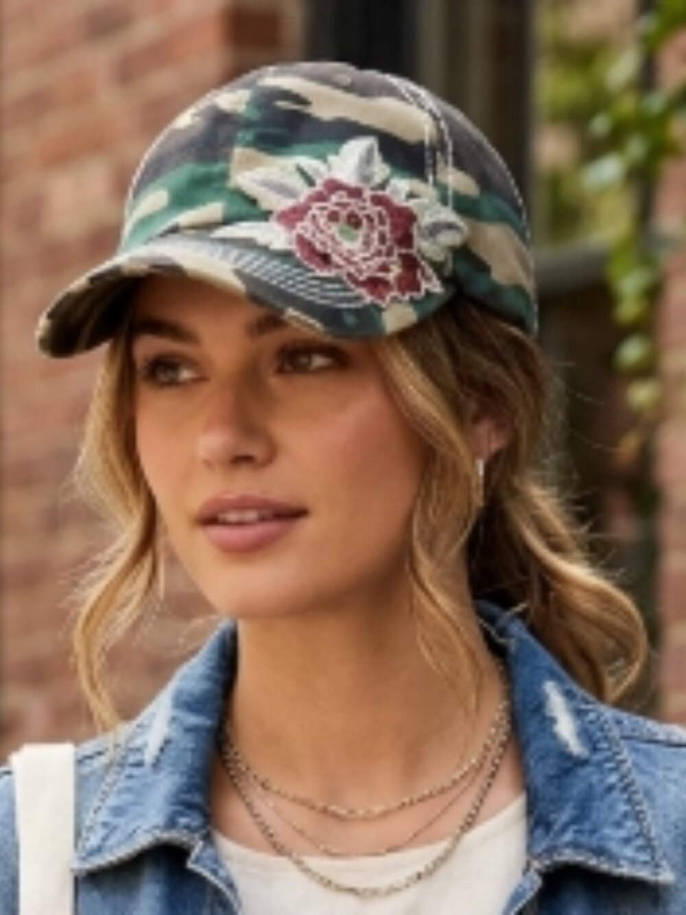 KBETHOS Factory-Distressed Floral Camo Adjustable Baseball Cap Hat Streetwear